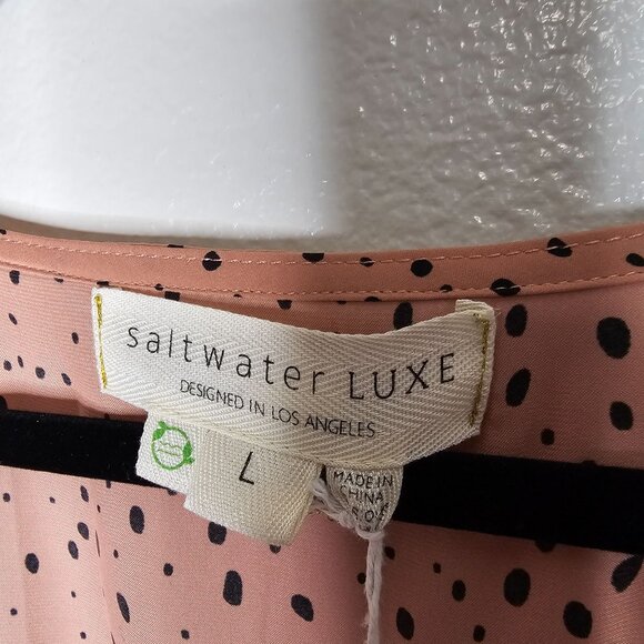 Saltwater Luxe L Pink Animal Print Spotted Jumpsuit Flare Sleeve Wide Leg Boho - Picture 5 of 6